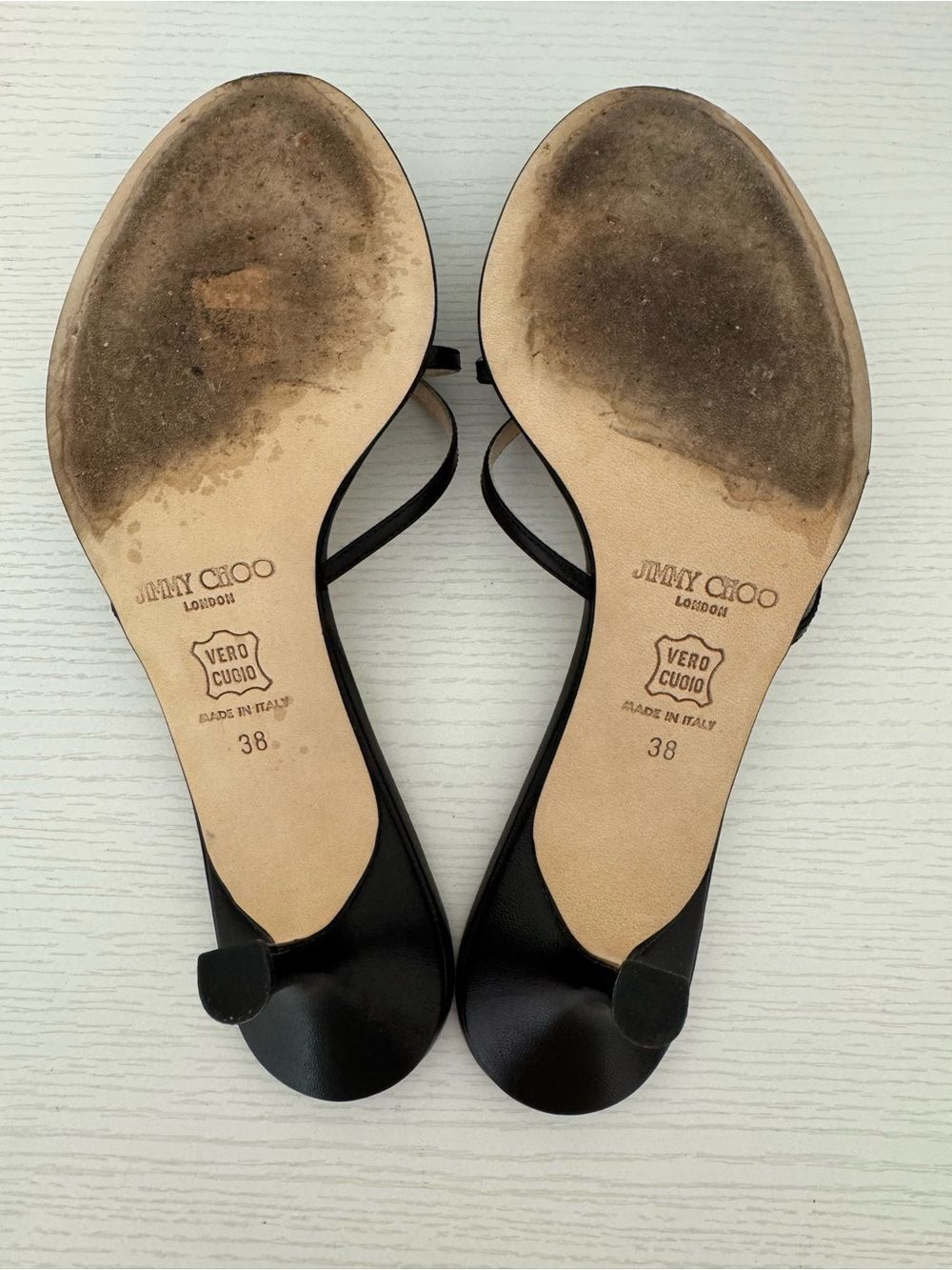 Jimmy Choo Black Leather Strappy Open-Toe Heels - Picture 4 of 6